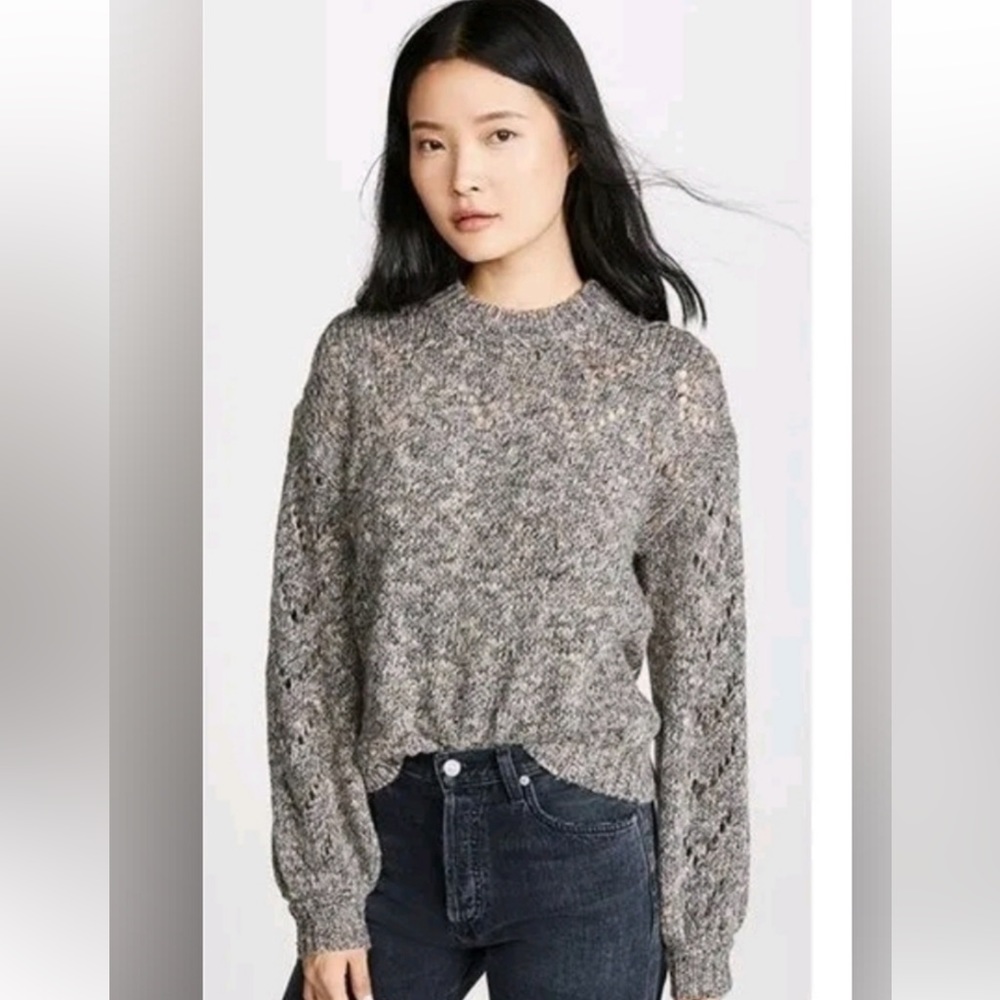 Madewell Redwood Pointelle Sweater in Marbled Rock Size M
